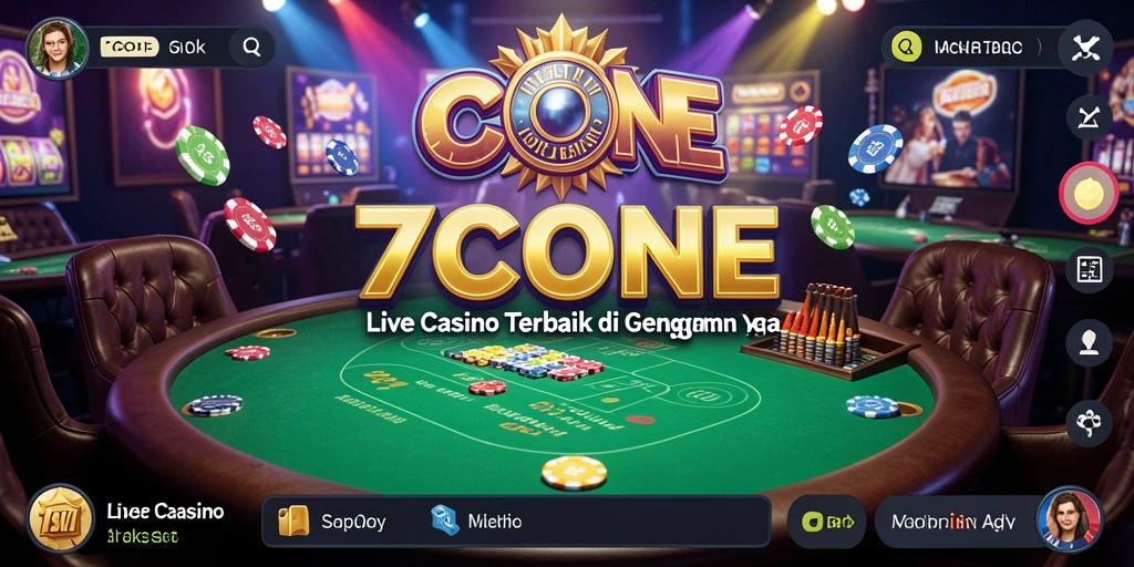 Screenshot gameplay 7CONE yang menampilkan dealer profesional dan suasana kasino langsung.