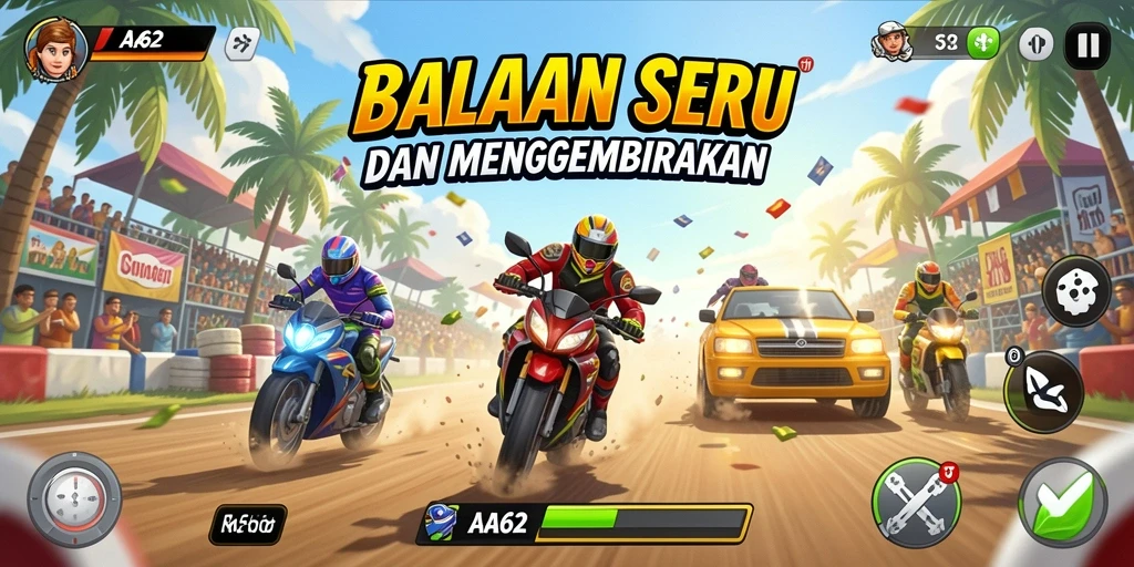 Gameplay memukau dengan grafis balapan yang menarik.