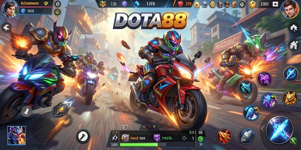 Screenshot DOTA88 menampilkan serunya balapan motor di lintasan yang menegangkan.