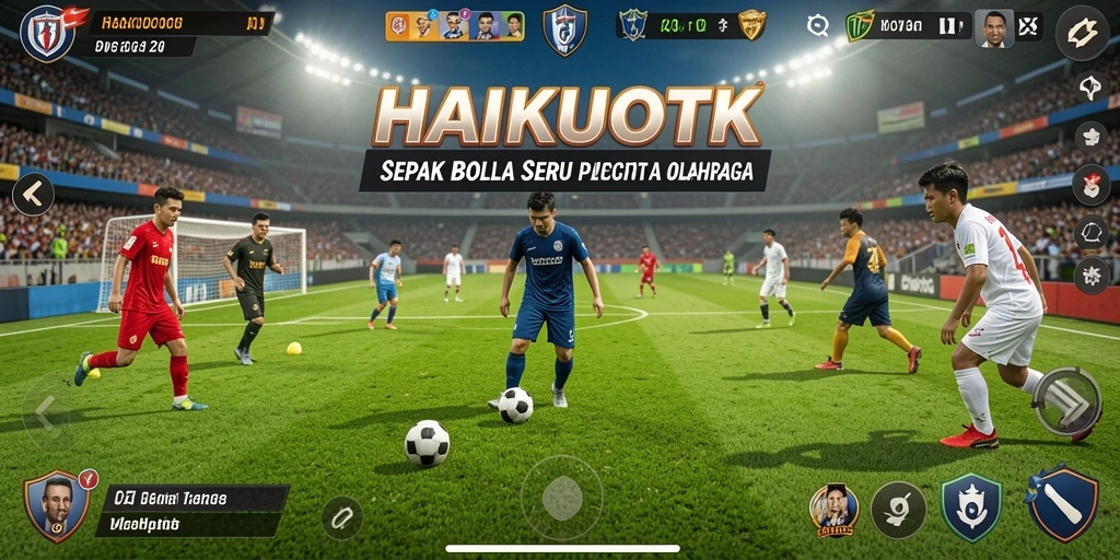 Tampilan menarik dari gameplay HAIKUOTK dengan aksi sepak bola yang mendebarkan.