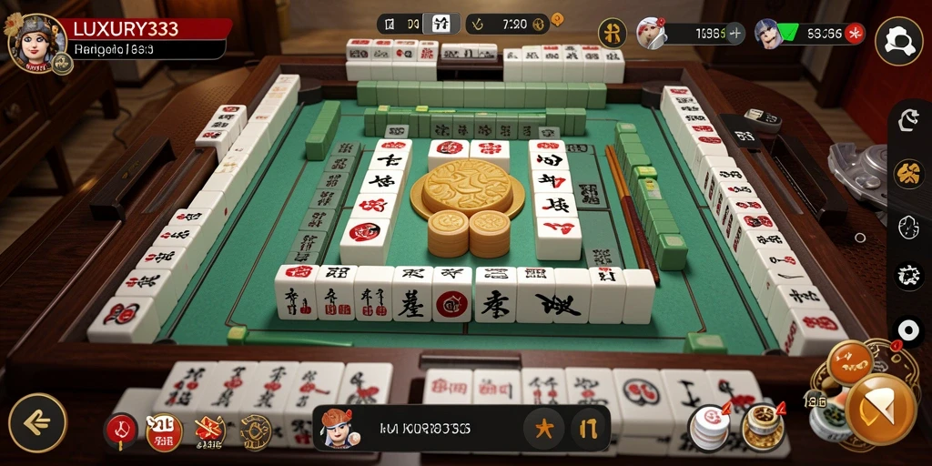 Screenshot gameplay LUXURY333 menampilkan suasana Mahjong yang seru.