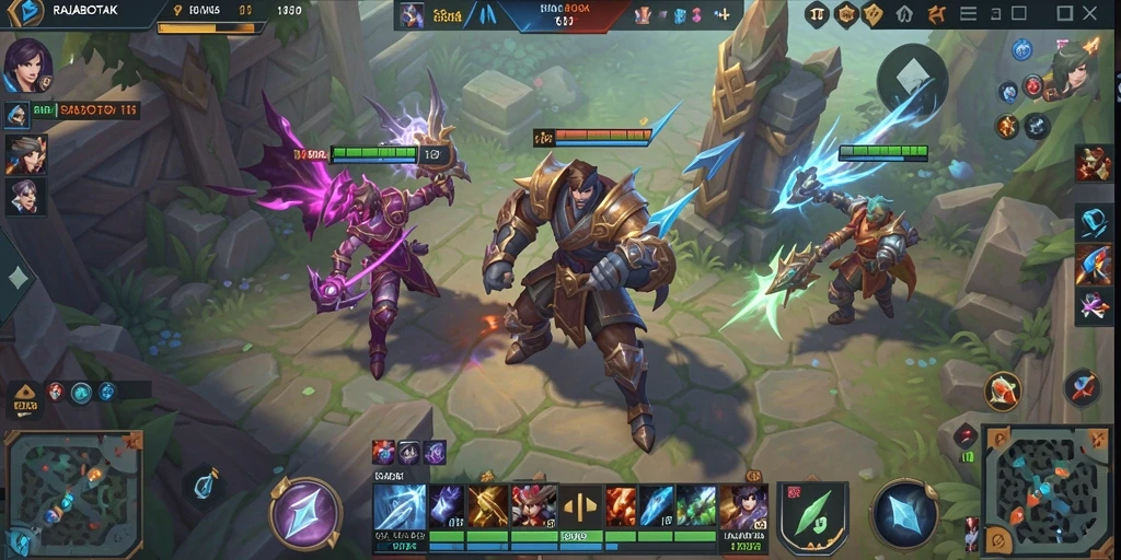 Gambaran gameplay seru dalam RAJABOTAK sebagai game MOBA.