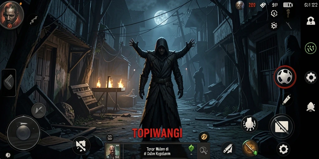 Screenshot gameplay TOPIWANGI yang menakutkan dan penuh ketegangan.