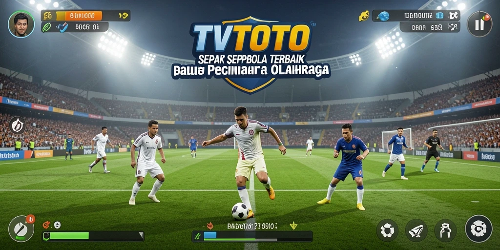Tampilan gameplay TVTOTO dengan aksi sepak bola seru.